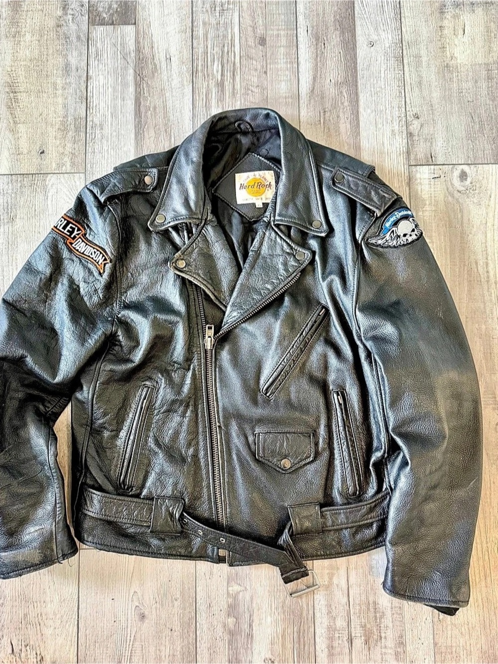 RARE 1994 Hard Rock Cafe New Orleans leather biker jacket Mens XL
